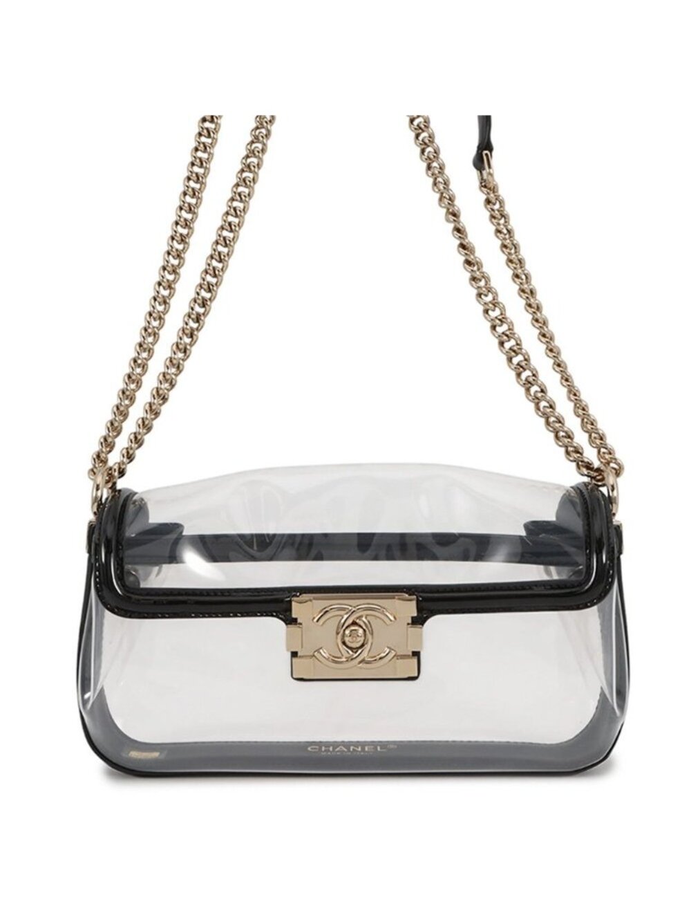 Chanel Chain Shoulder Bag Boy Mini Vinyl Black